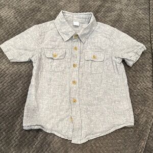 Gray Kids Button-Up Shirt Linen